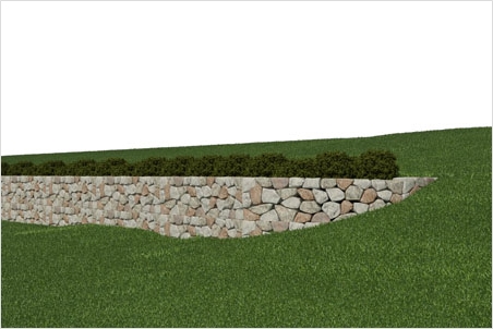 Mur de soutènement, blocs rocheux empilés