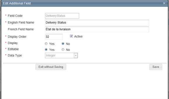 Edit Additional Fields